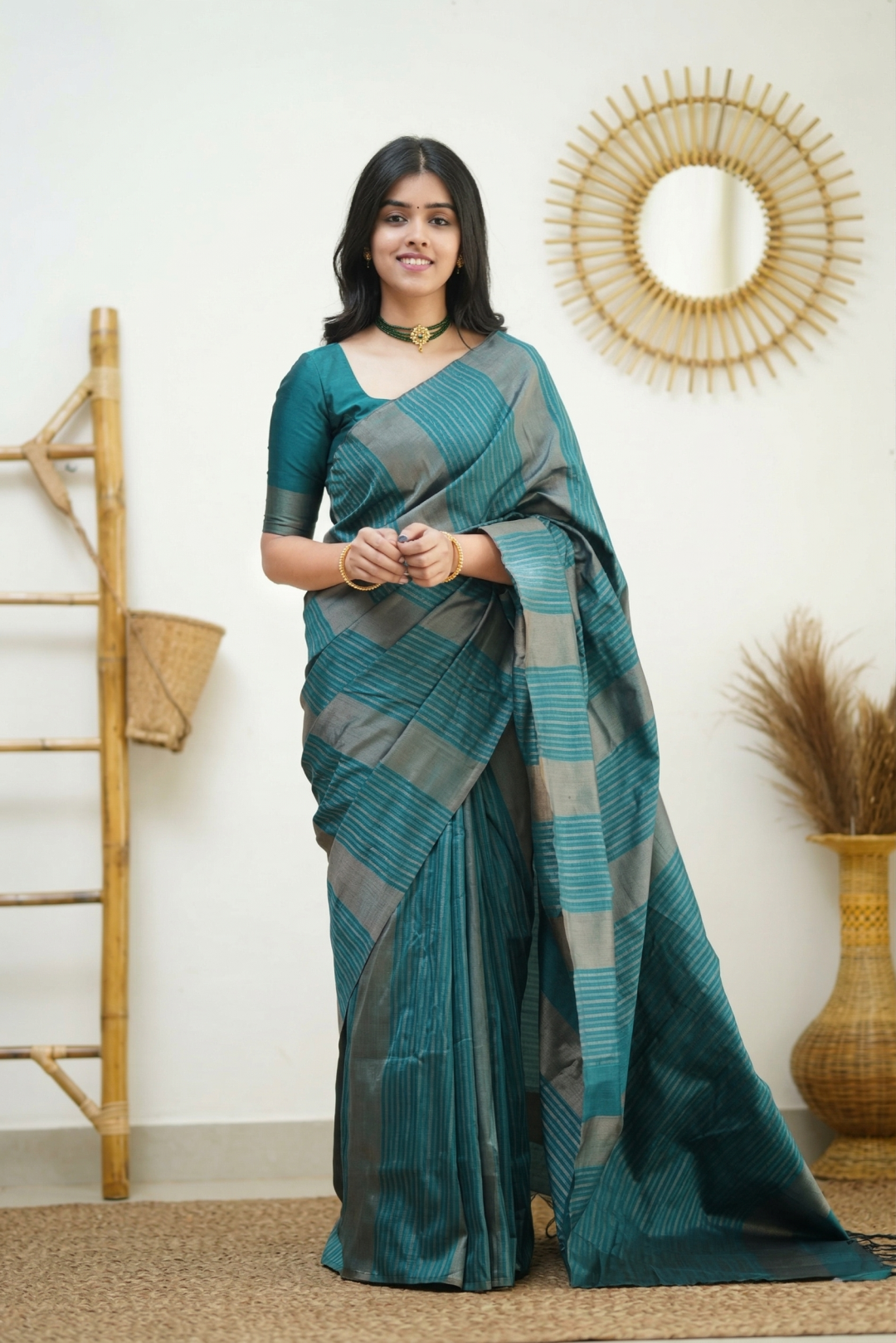 Rama green color soft lichi silk saree with jacquard weaving work 60330 Rama green color soft lichi silk saree with jacquard weaving work 60330